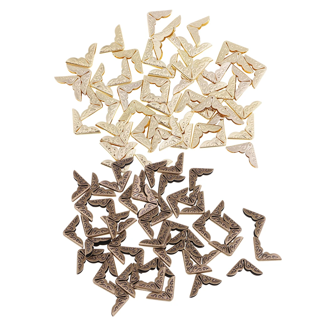 50pcs Metal Scrapbook Protectors Book Photo Album Menus Notebook Corner Protectors Embellishment for DIY Craft Home Decor