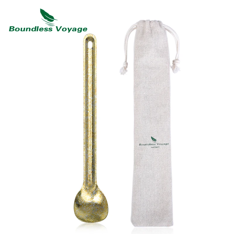 Spoon-gold Boundless Voyage Ультралегкая Титановая Ложка с длинной ручкой Spork Открытый Кемпинг разноцветные блюда столовые приборы - Цвет: Spoon-gold
