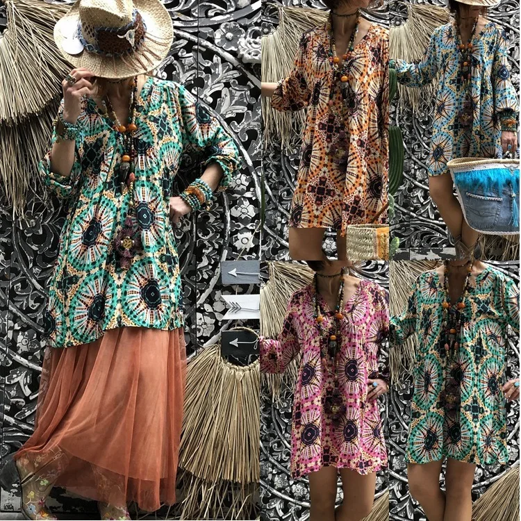 

On The Beach Bikini Dress Skirt Swimsuits For Women Bathrobe Saida De Praia Top Wise New Famous Ethnic Print Large Acetate