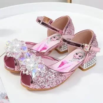 

Girls Sandals Summer Kids Shoes High Heels Children Crystal Sandals For Wedding Party Latin Dancing Bling Sparkling Glitter Soft