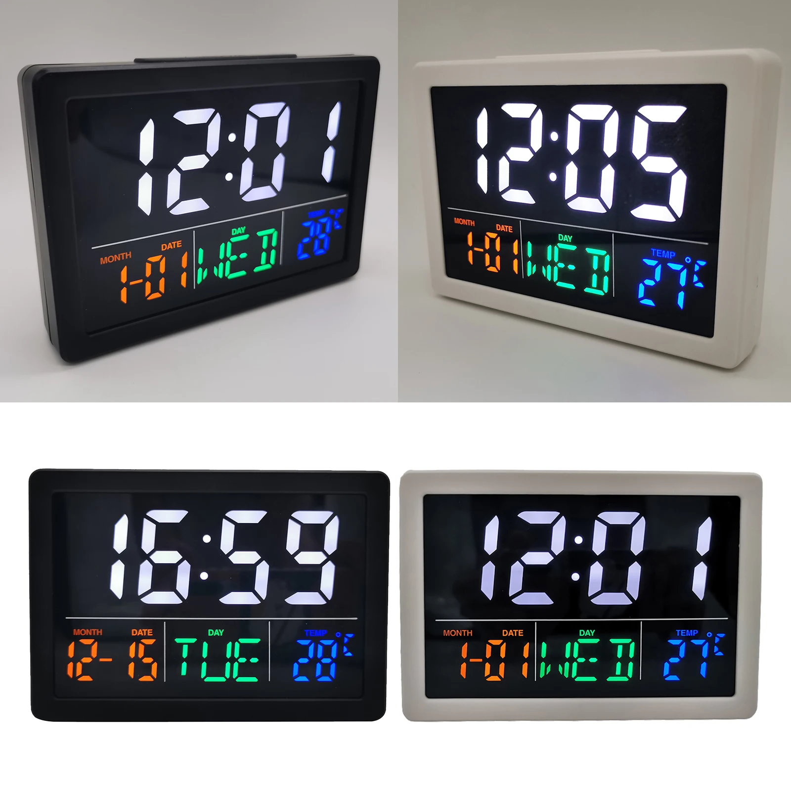 Digital Alarm Clock Time Temperature Date Humidity Display Bedside Clock -10～+50℃ Range Study Decors Gift for Family