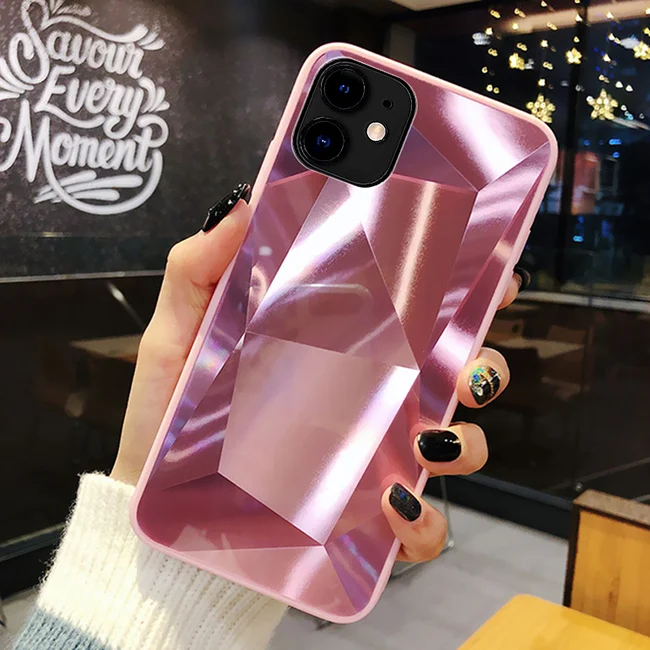 Чехол со стразами для iphone 11 pro xr xs max 7 8 6s plus, чехол funda etui, аксессуары, роскошный мягкий чехол с краями, задняя крышка из поликарбоната - Цвет: pink