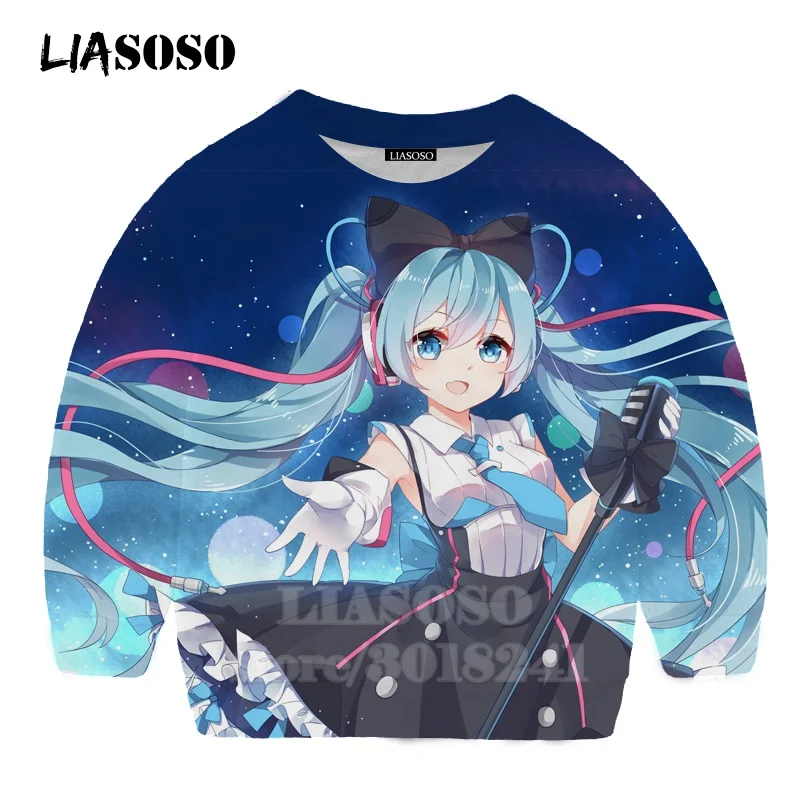 LIASOSO детей толстовки 3D принт аниме девочка Hatsune Толстовка Miku в уличном стиле для детей мальчиков и девочек Повседневное Топ для маленьких детей, свитер для подростков B174-20