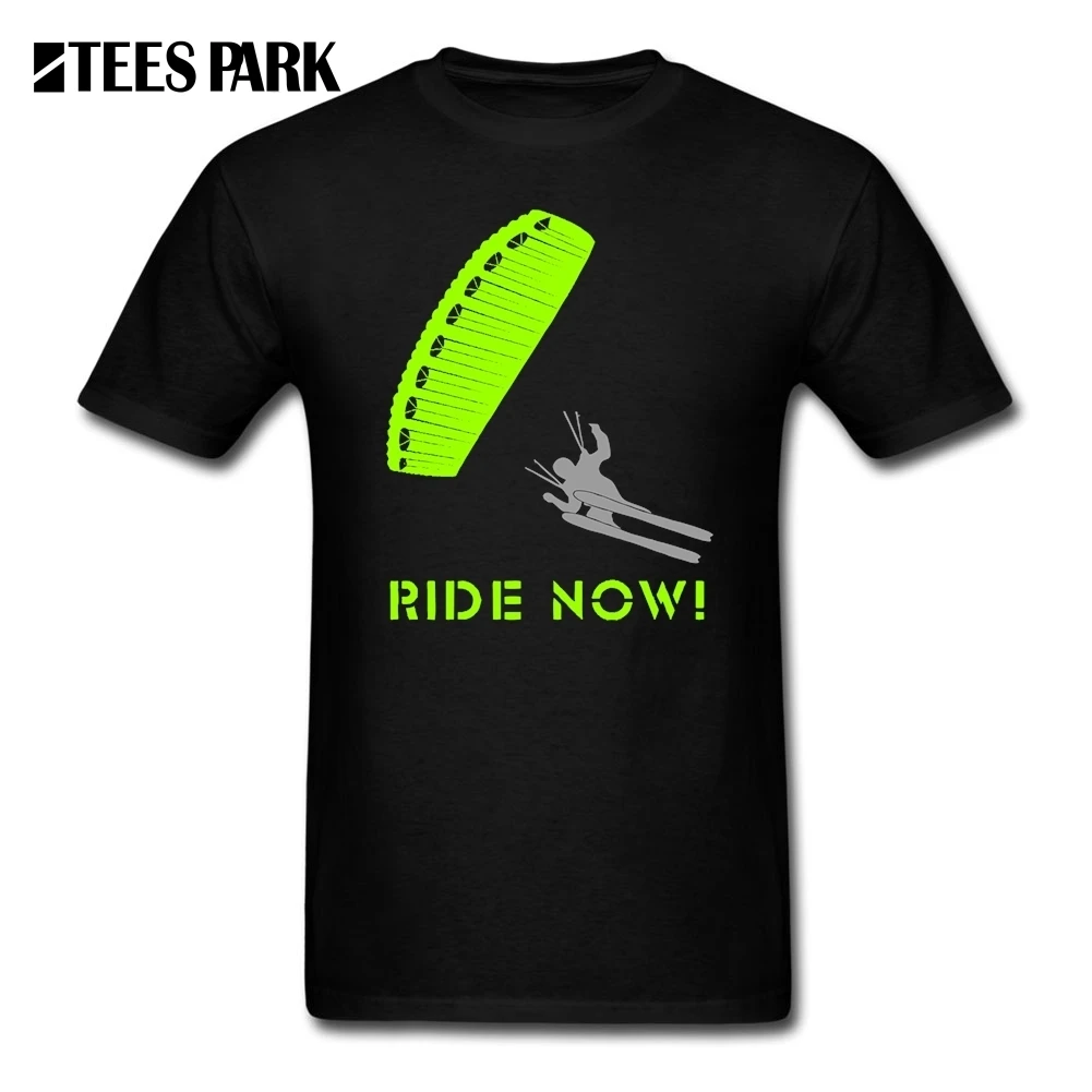 Speedriding! Ride Now футболка Skydiver Parachute Jumping Мужская Дизайнерская футболка Подростковая хлопковая футболка с короткими рукавами рубашки мужские топы - Цвет: Черный