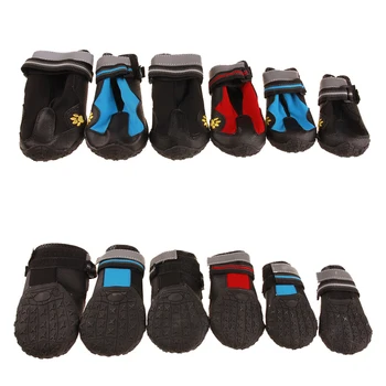 

Hot 4pcs/set Pet Dog Boots Puppy Foot Protective Shoes with Fastening Belts Winter Anti-slip Waterproof Shoes Pet Products