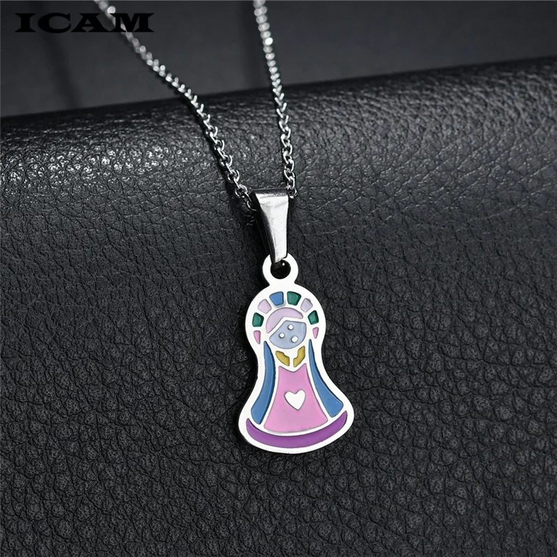 ICAM Горячая Девы Марии ожерелье из нержавеющей стали для женщин и мужчин