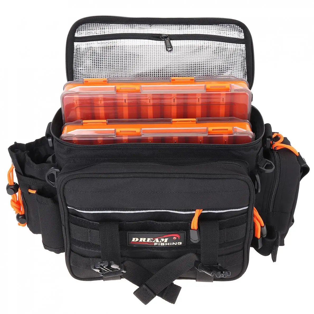 29 x 22 x 18cm Multifunctional Waist Shoulder Messenger Fishing Tackle Bag with 2 Double Sides Lures Box