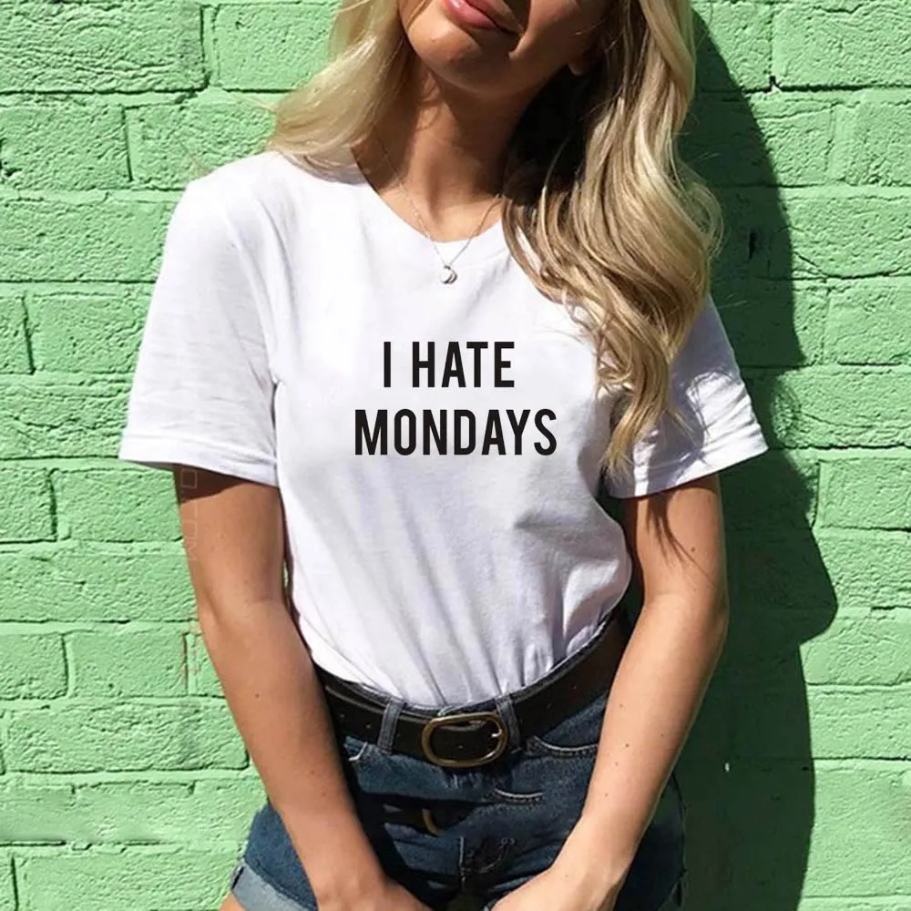 Женская футболка 2020 модная женская с надписью I hate Sunday летние топы