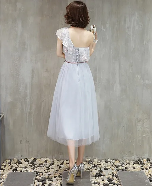 Robe de soiree/, серое, xs, скромное платье для девочек, милое, 16, с открытыми плечами, длиной до колен, бальное платье для подростков, платья для выпускного вечера Под$50, W4307