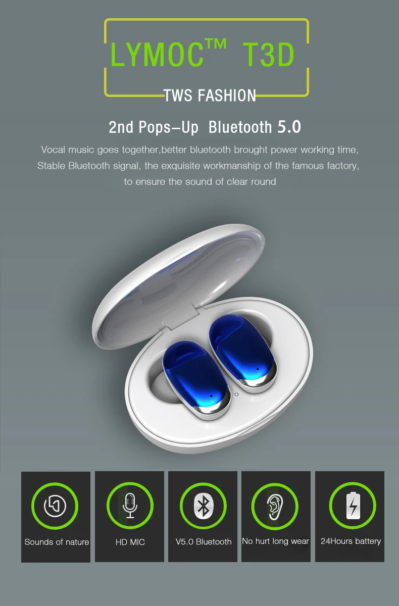 Новые 2nd Pops-up Bluetooth наушники TWS 5,0 беспроводные наушники гарнитура HD Mic наушники Handsfree для OPPO VIVO Oneplus Xiaomi