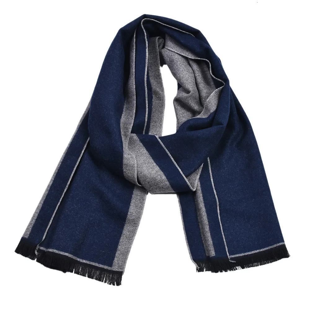 

Men's plaid hit-color scarf autumn and winter double-sided imitation cashmere-colored neck man