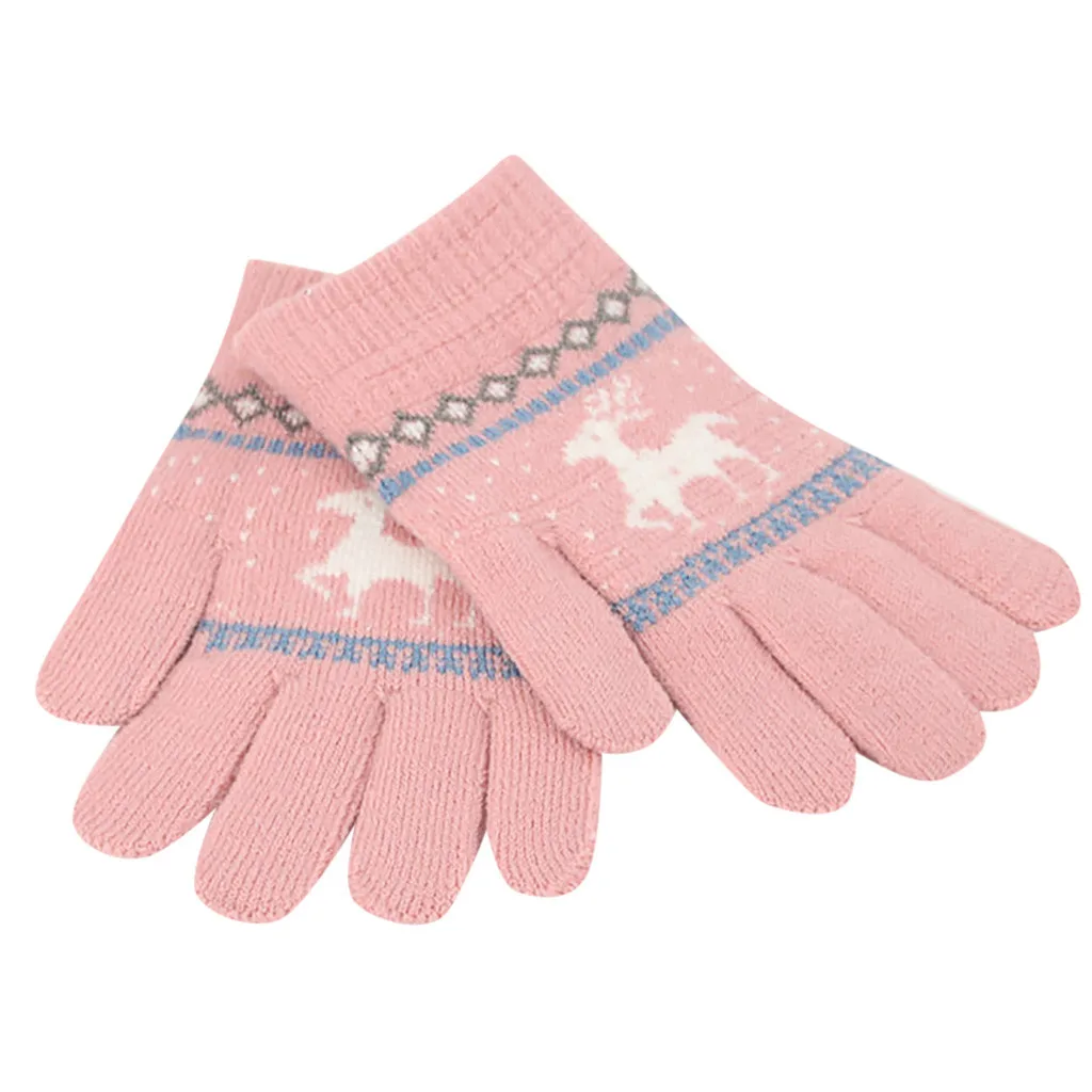 Рождественские перчатки; Детские кашемировые теплые перчатки с рождественским оленем