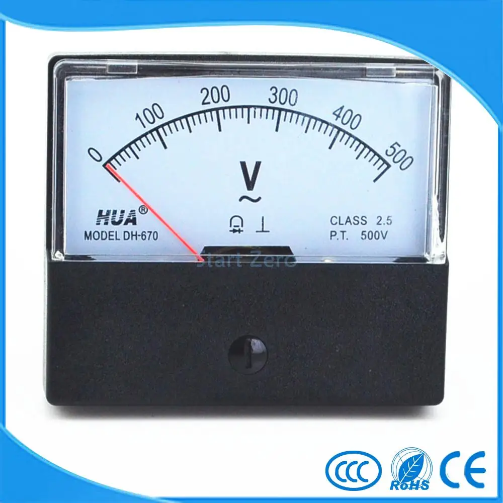 1PC AC Analog Meter Panel Voltmeter Voltage Meter DH-670 0-500V Gauge 