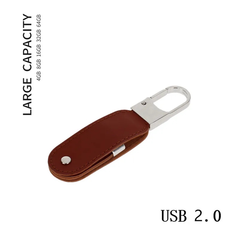 brown Usb флеш-накопитель 32 ГБ металлическая кожа Usb 2,0 флеш-накопитель 8 Гб 16 Гб модный подарок брелок Usb флешка Флешка карта памяти 64 Гб 128 ГБ - Color: brown
