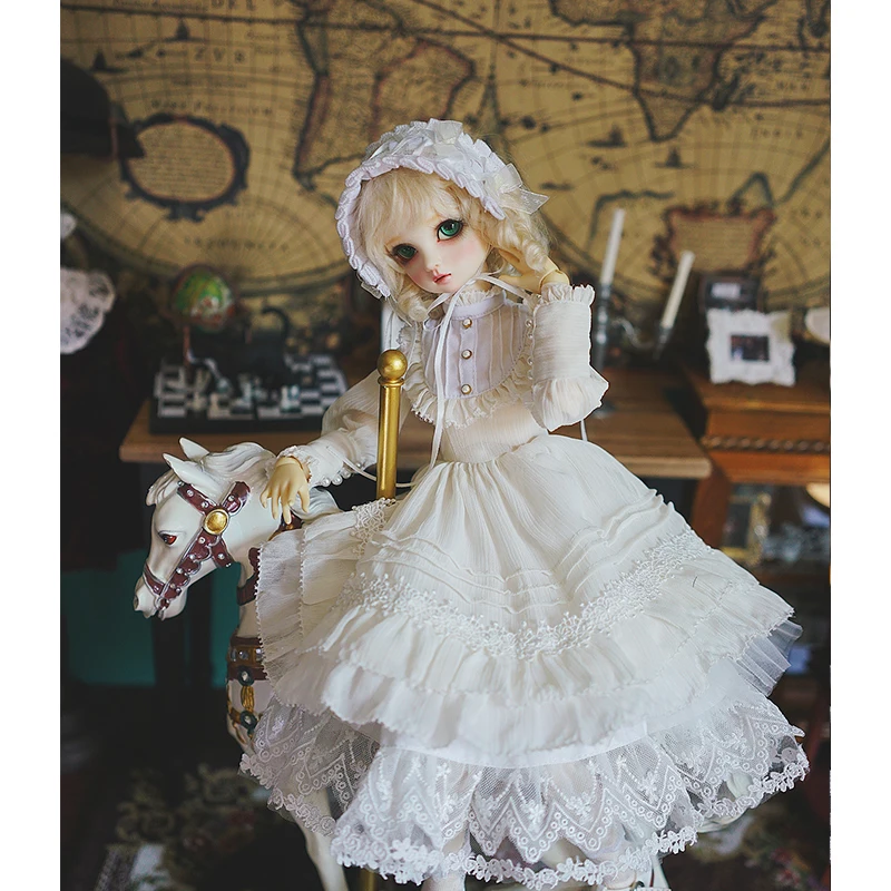 Платье BJD 1/3 1/4 bjd светильник белое винтажное платье для 1/6 гигантская кукла