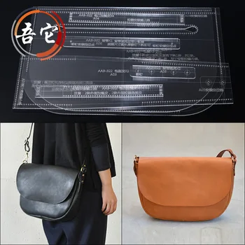 

Diy handmade leather goods men's shoulder bag crossbody bag acrylic out of the template design pattern