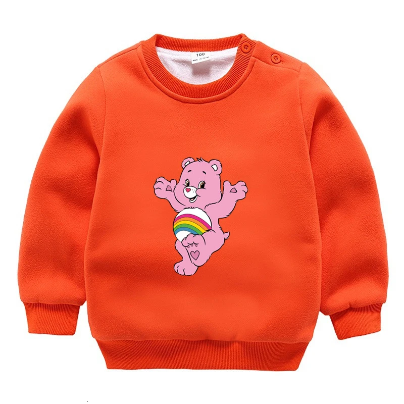 Care Bears зимний вельветовый Свитшот От 3 до 9 лет для мальчиков и девочек, забавные скрещивающиеся цвет, Детские с О-образным вырезом для шеи, детские топы с рисунками из мультфильмов для малышей
