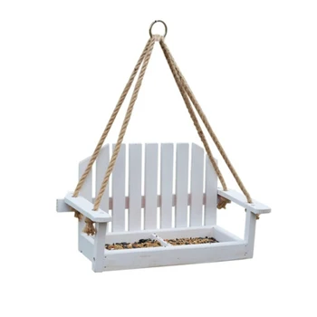 

Pine Wood Outdoor Garden Swing Chair Portable Hummingbird Parrot Patio Hanging Porch Decoration Pet Supplies Bird Feeder Canary