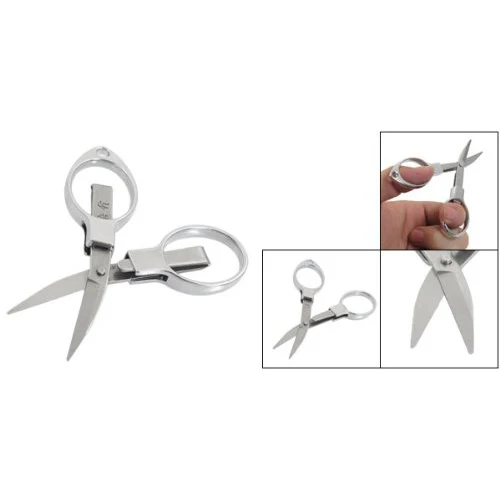 100mm x 50mm x 6mm Folding Stainless Nail Scissors Silver Tone