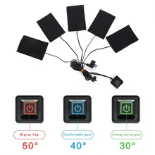 Зарядка от USB 5 подушечек для одежды, грелка 5 В, подогреватель из углеродного волокна, электрический нагревательный лист, зимняя теплая подкладка, жилет, куртка, водонепроницаемая