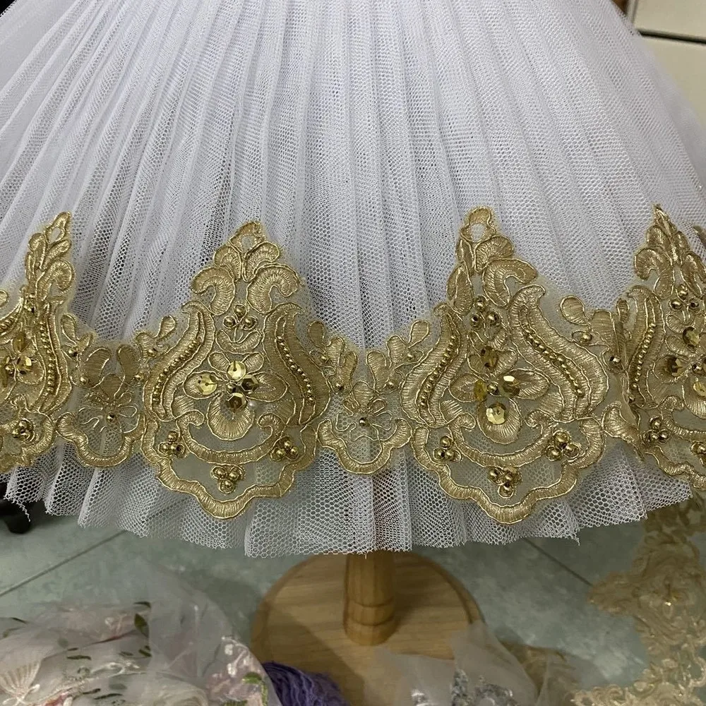 1Yard Gold Cording Fabric Flower Venise Venice Sequins Mesh Lace Trim Applique Sewing DIY Craft For Bride Wedding Dresses | Дом и сад