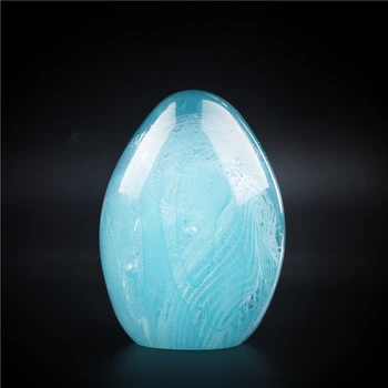 

H&D Glass Egg Shaped Paperweight Hand Blown Murano Style Sculpture Glass Figurine Easter Ornament Collection Home Office Decor