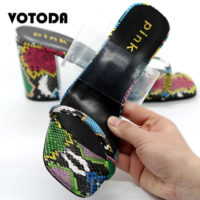 

Summer Women Color High Heel Shoes Snake Pattern Transparent Sandals Open Toe Jelly Shoes Ladies Fashion Outdoor Casual Slippers
