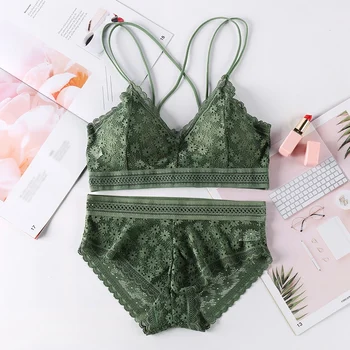

Sexy Lace Bra Set Beauty Back Underwear New Comfortable Skin-friendly Women Thin Strap Bra Panties Set Two-piece New