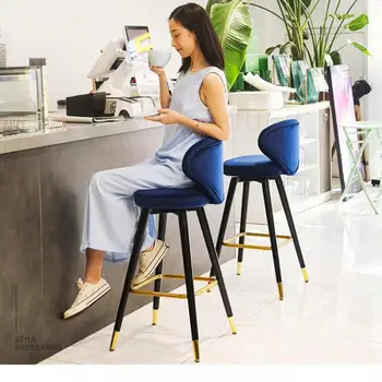 

Lightweight Luxury Solid Wood Bar Chair American Leisure High-footed Stool Nordic Bar Chair Modern Simple Household Backrest Cha