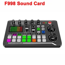 

1pcs F998 Sound Card Volume Control Bluetooth-compatible Audio Mixer Live Sound Card Noise Cancelling For Phone Computer Desktop