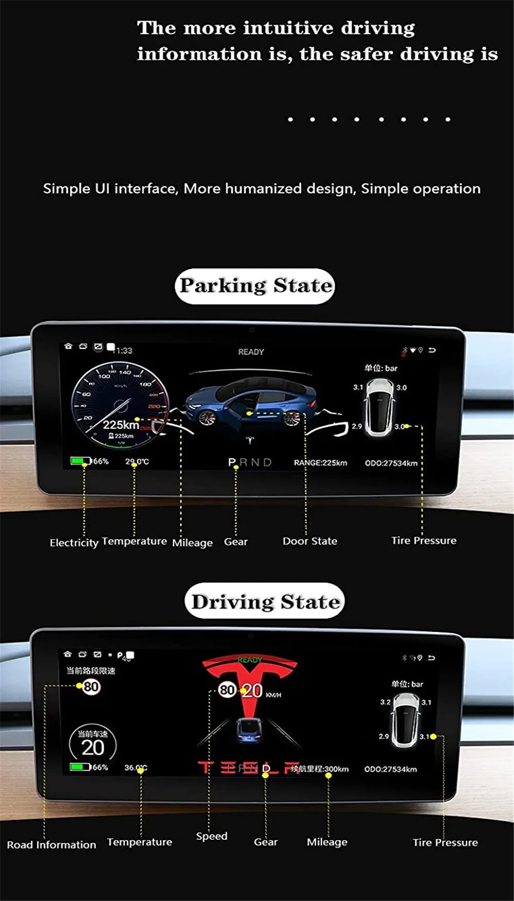 9 Inch Car Speedometer Automobile Digital LCD Dashboard Display For