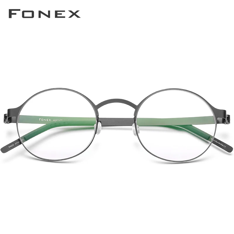 Мужские очки по рецепту из FONEX сплава, Ретро стиль, круглые корейские очки без винтов, оптическая брендовая дизайнерская оправа для очков для женщин 98626