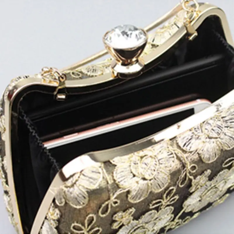 Women Embroidered Flower Evening Bag Ladies Wedding Party Prom Clutch Handbag