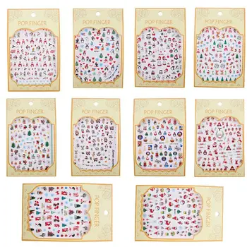 

10 Sheets Christmas Self-Adhesive Nail Art Nail Stickers Exquisite Snowman Snowflake Manicure Decoration DIY Nail Accessories