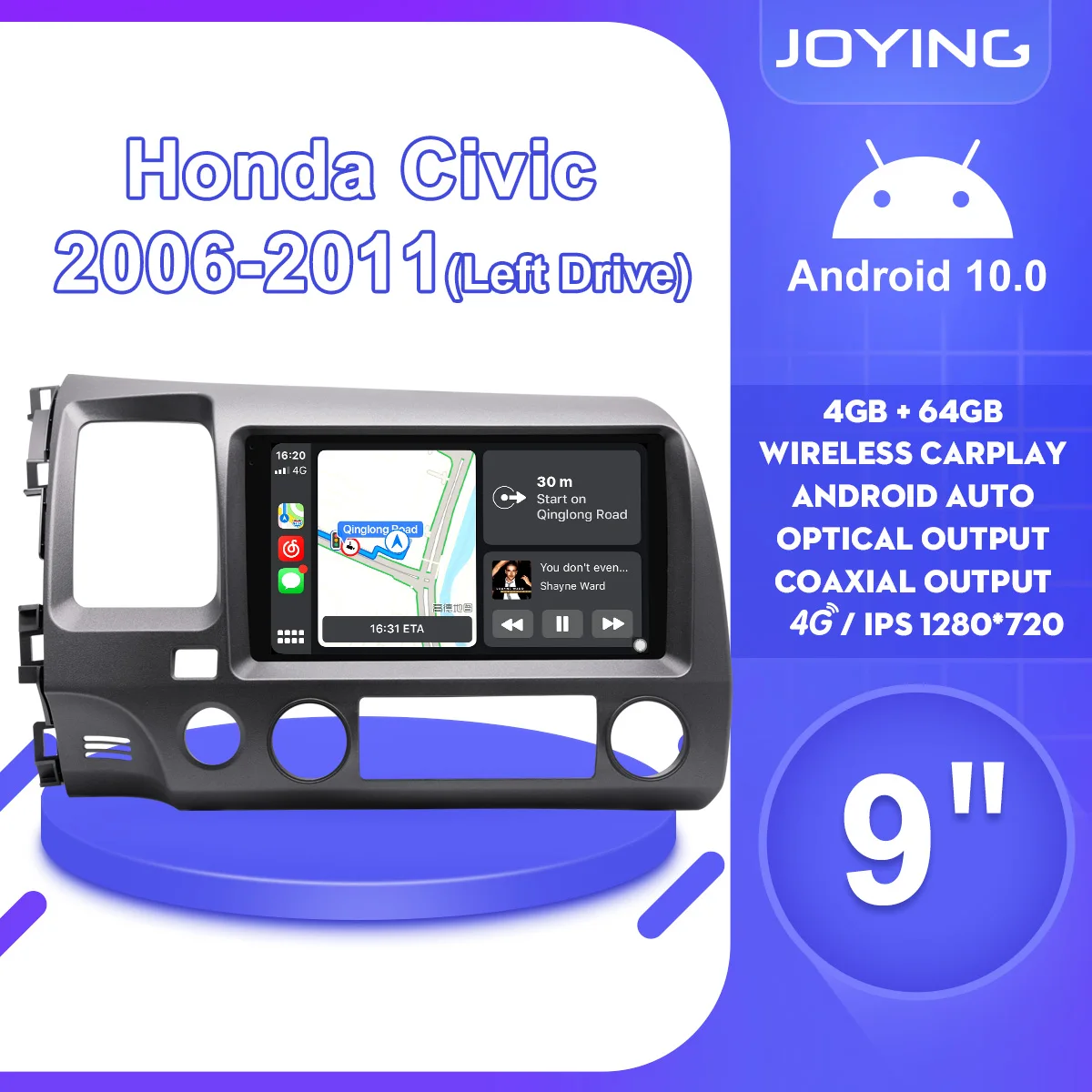 Автомагнитола 9 дюймов Android 1 Din радио стерео для Honda Civic 2006 2011 GPS мультимедийный