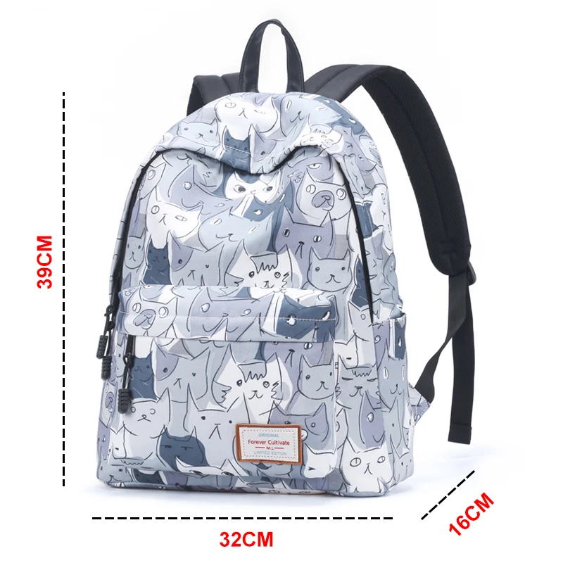 Популярный брендовый женский рюкзак Laotop, школьные сумки для девочек-подростков, с рисунком кота, модная Женская Студенческая сумка, водонепроницаемый рюкзак