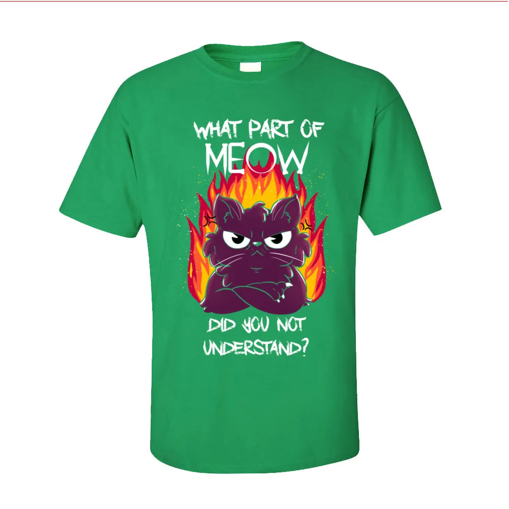 Meow T Shirts Wholesale Short Sleeve Printed On Cotton Fabric O Neck Men Tops Shirts Birthday Tee Shirt Summer Meow-342 green