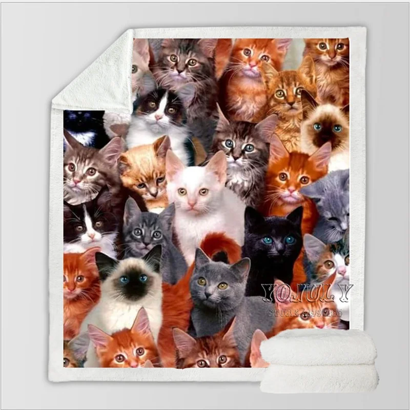 YOJULY милый котенок щенок стиль дети взрослый 3D печатных одеяло диван пододеяльник путешествия постельные принадлежности модный фирменный магазин-аутлет K13