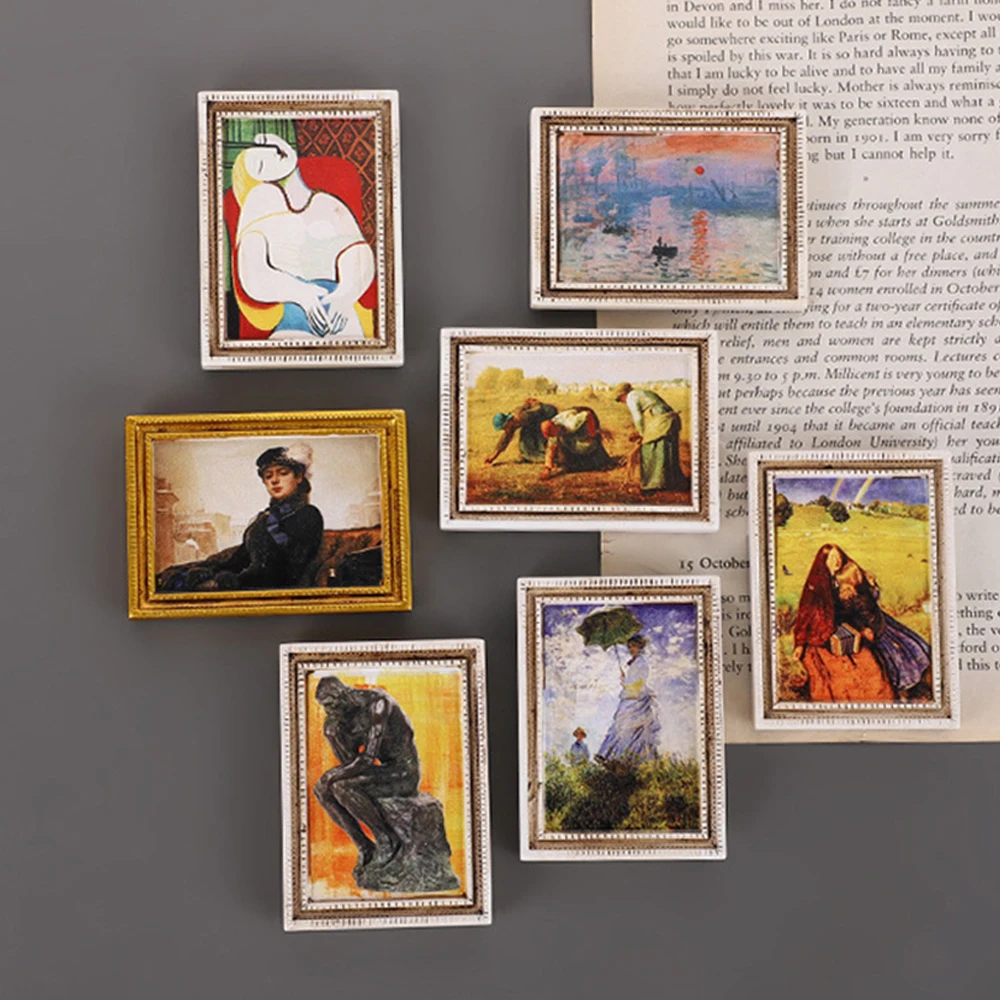 World Famous Painting Fridge Magnets With Frame Refrigerator Sticker