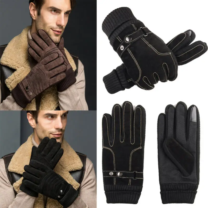 

Men Women Winter Gloves Touch Screen Windproof Waterproof Leather Thick Snow Windstopper Camping Leisure Mittens Newest