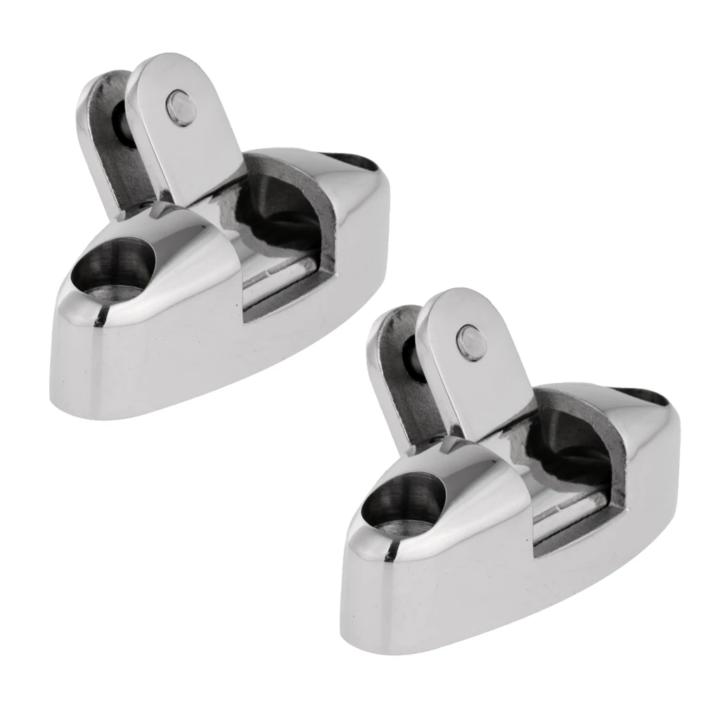 1 Pair Stainless Steel Swivel Deck Hinge with Rubber Pad Bimini Top Fitting