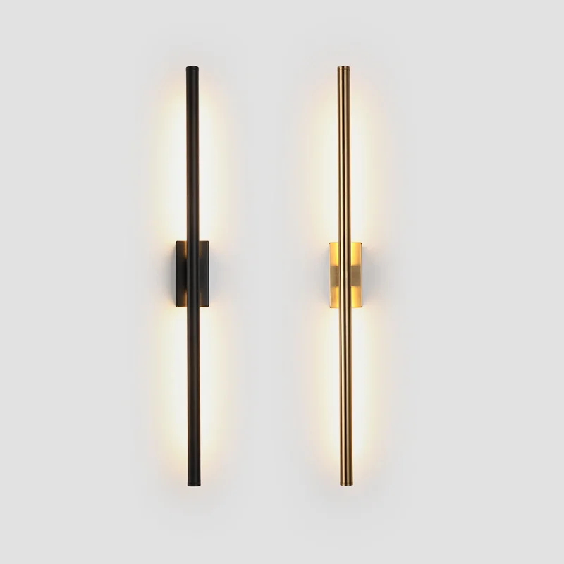 Minimalist Strip Long Bar Stick Wall Lamp Bathroom Mirror Light Gold Black Bedside Corridor Foyer Linear Tube LED Wall Sconce