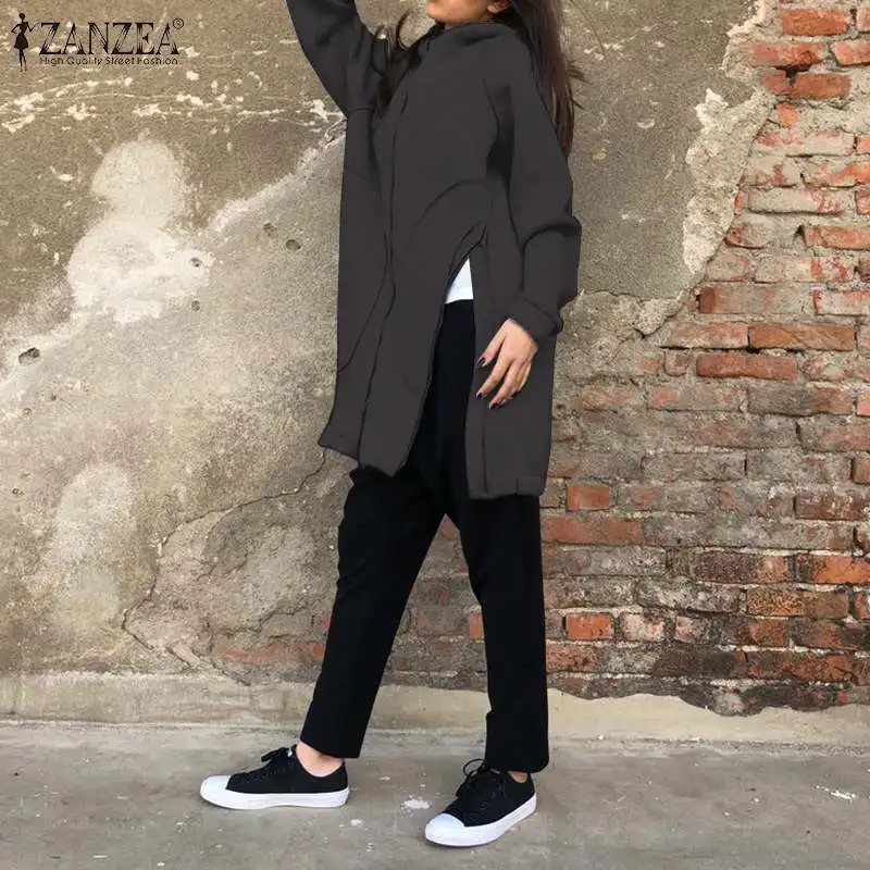 ZANZEA женские толстовки осень теплая толстовка с принтом с капюшоном Sudadera одежда женская пальто куртки пальто 5XL