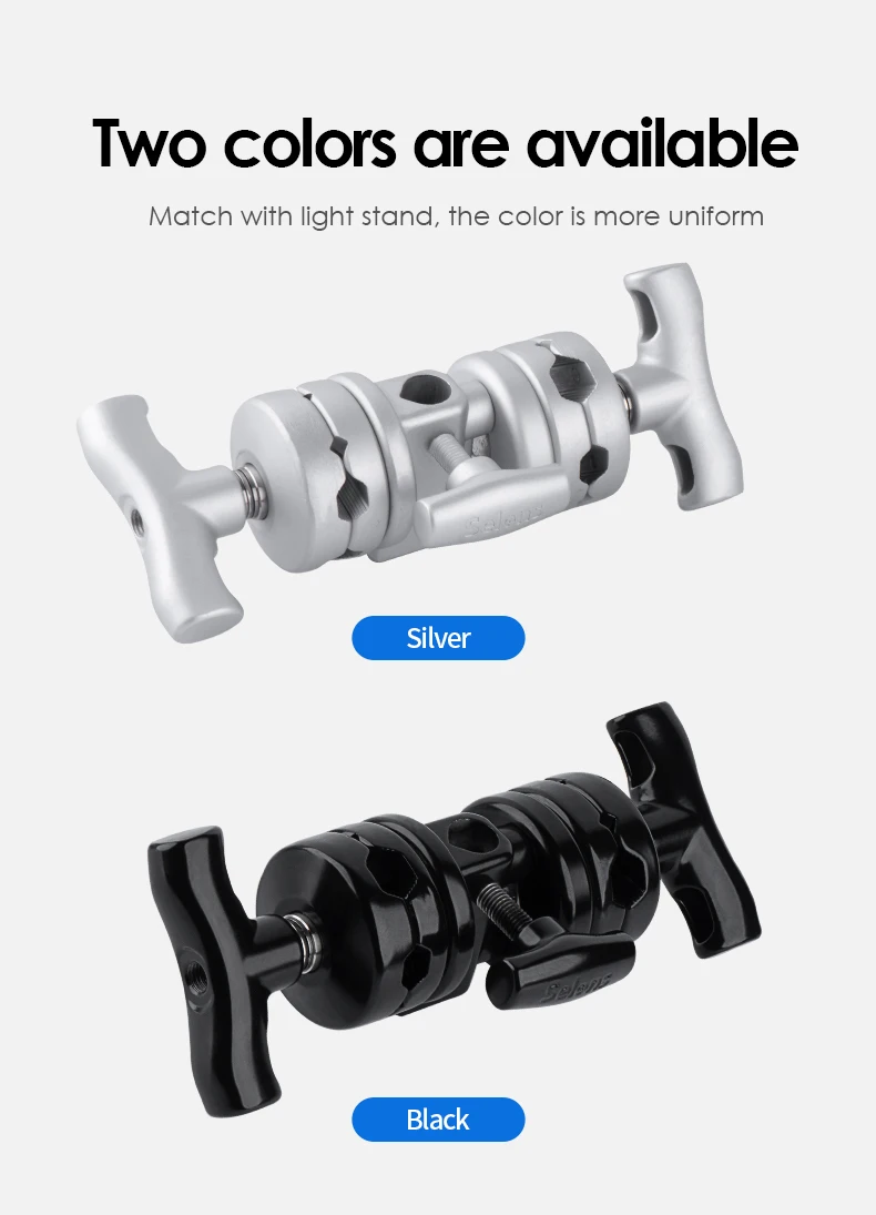 Selens 2 in1 C Stand Heavy Duty Grip Head Photography Mounting Adapter Metal Hol