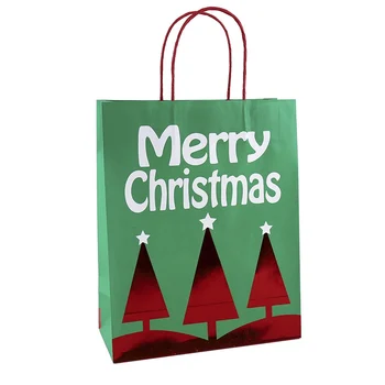 

12Pcs Christmas Gift Paper Bags Portable Biscuits Gift Goodies Holders Tote Bags Containers For Party Home Bakery