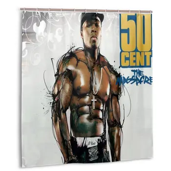 

50 Cent Shower Curtain with Hooks bathroom Waterproof Polyester Fabric