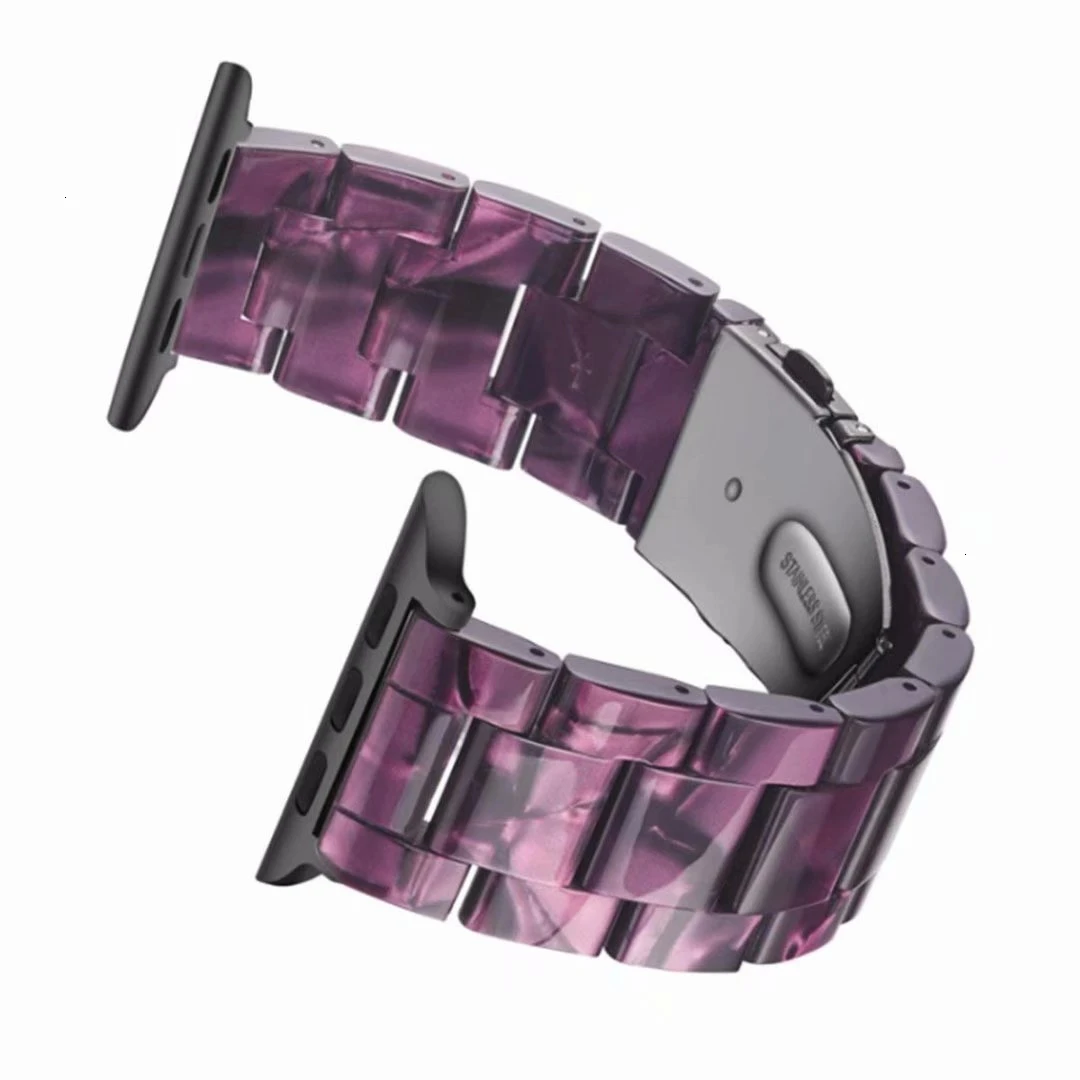 Ремешок из смолы для Apple Watch 44 мм, ремешок iwatch Series 5 4 3 2 1, аксессуары для наручных часов 42 мм, петля 38 мм, сменный Браслет 40 мм - Цвет ремешка: Violet
