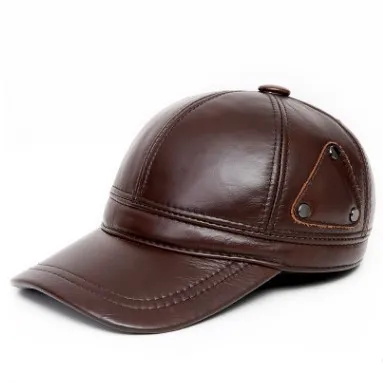 brown XdanqinX Мужская бейсболка с ушками шляпа из натуральной кожи Регулируемый размер мужские наушники шапки из воловьей кожи кепки с козырьками для мужчин - Цвет: brown