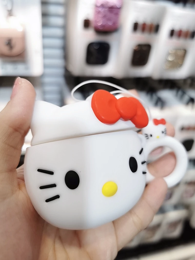 Мягкий силиконовый чехол для гарнитуры hello kitty для AirPods 1/2, чехол для зарядки наушников с крючком