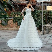 Новинка Vestido de Novia элегантное платье для брачной церемонии аппликации простое свадебное платье с длинными рукавами дешевые свадебные платья Robe de Mariee